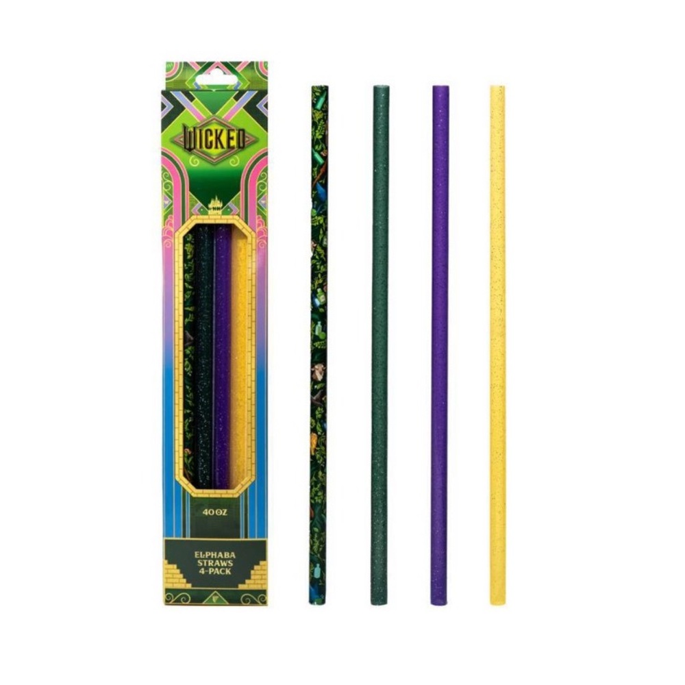 Elphaba Straws 4-Pack - Green, Purple, Yellow